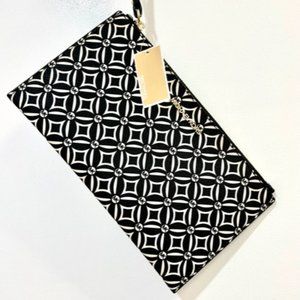 MICHAEL KORS Jet Set Clutch Wristlet - Blk/Cream - Diamond Print - BRAND NEW!